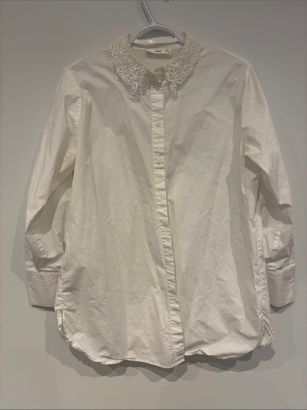 Mango Cream Lace-Collar Blouse